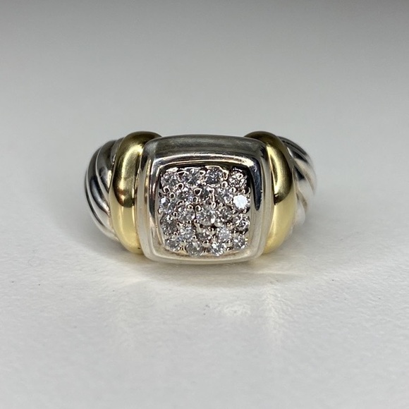 David Yurman Jewelry - David Yurman Sterling & 18k Gold Pave Diamond Ring
